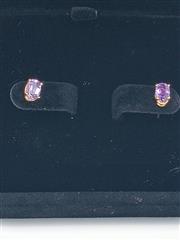 Amethyst Gold-Stone Earrings 14K Yellow Gold 0.82g
